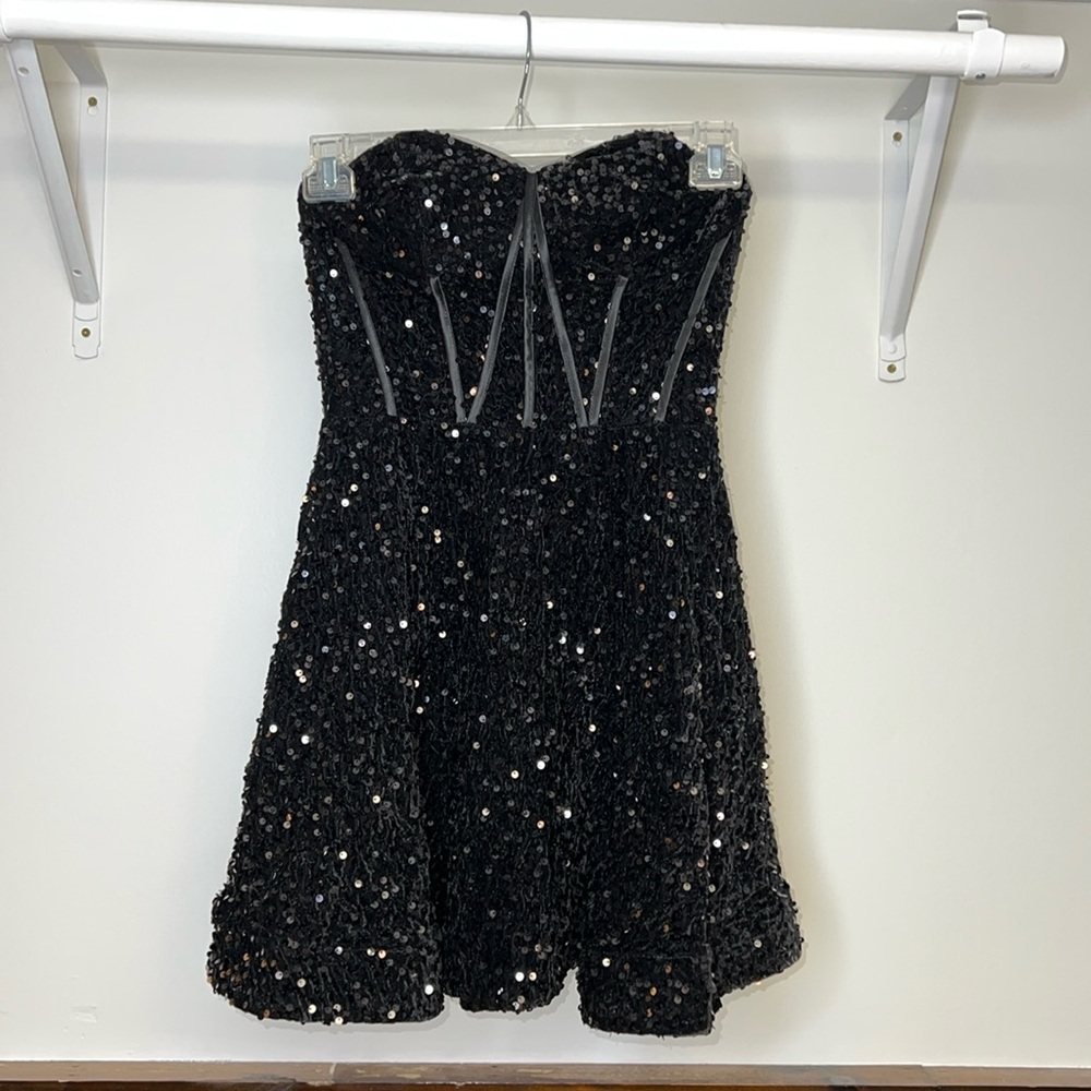 NWT Witness of Love Black Sequin & Velvet Strapless Cocktail Dress-‎ 4
